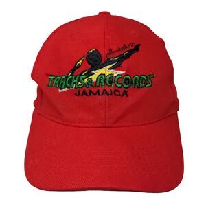 Tracks & Record Jamaica Slideback Hat Red One Size Adjustable Embroidered